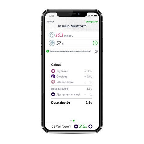 Fonctionnalité Insulin& Mentor🅪 de l’appli mobile OneTouch Reveal® image 5