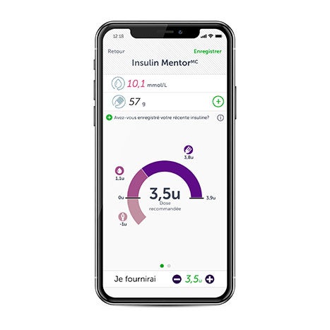 Fonctionnalité Insulin& Mentor🅪 de l’appli mobile OneTouch Reveal® image 1
